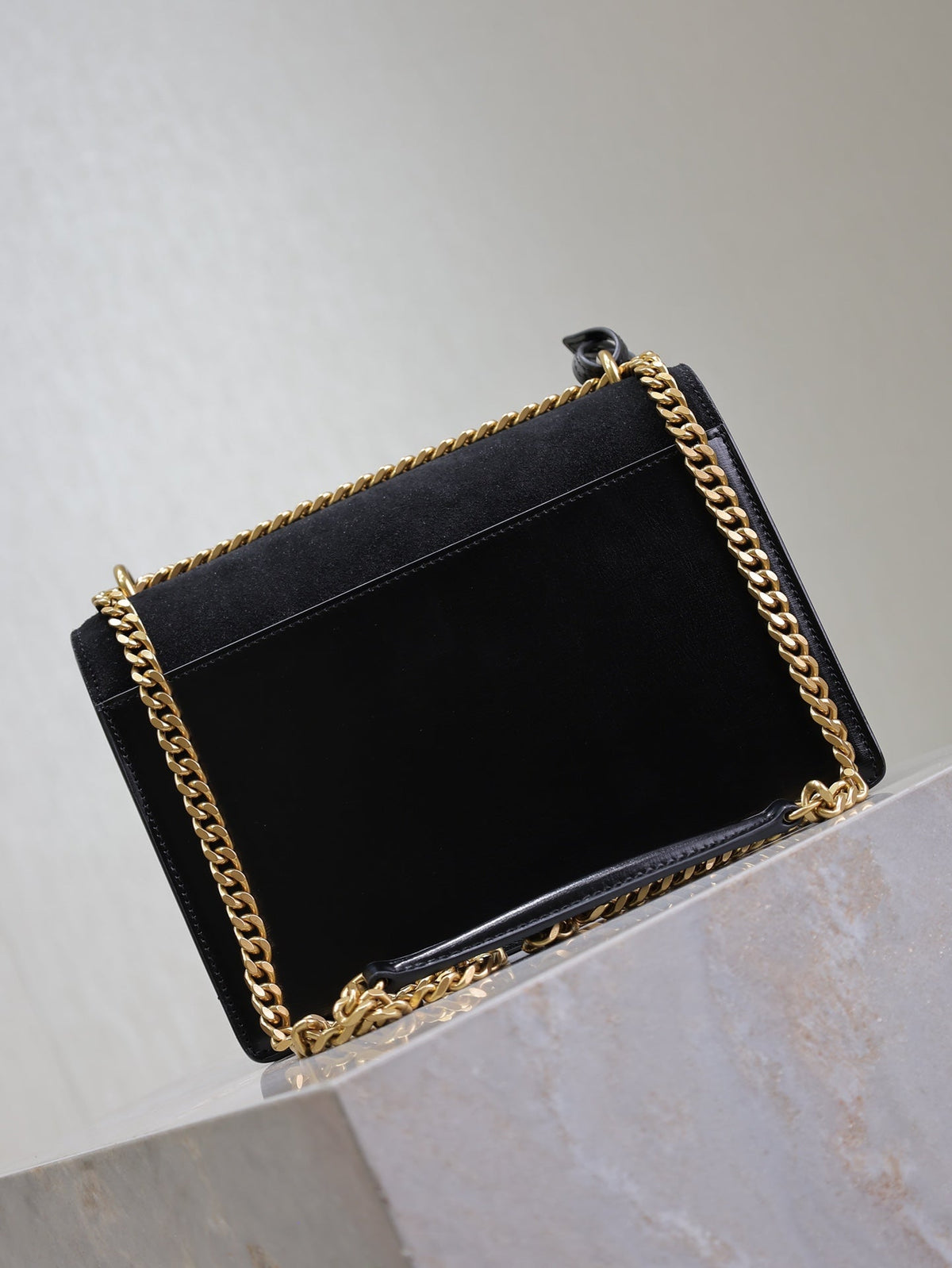 Saint Laurent 25S Sunset Bag 22 in Black Calfskin and Suede Gold Hardwre
