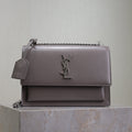 Saint Laurent 25S Sunset Bag 22 in Dark Purple Calfskin Silver Hardwre