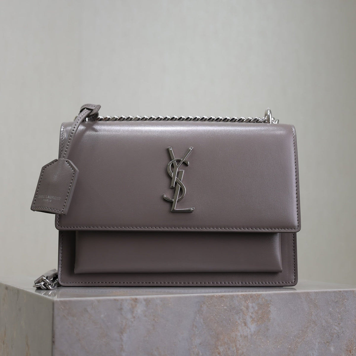 Saint Laurent 25S Sunset Bag 22 in Dark Purple Calfskin Silver Hardwre