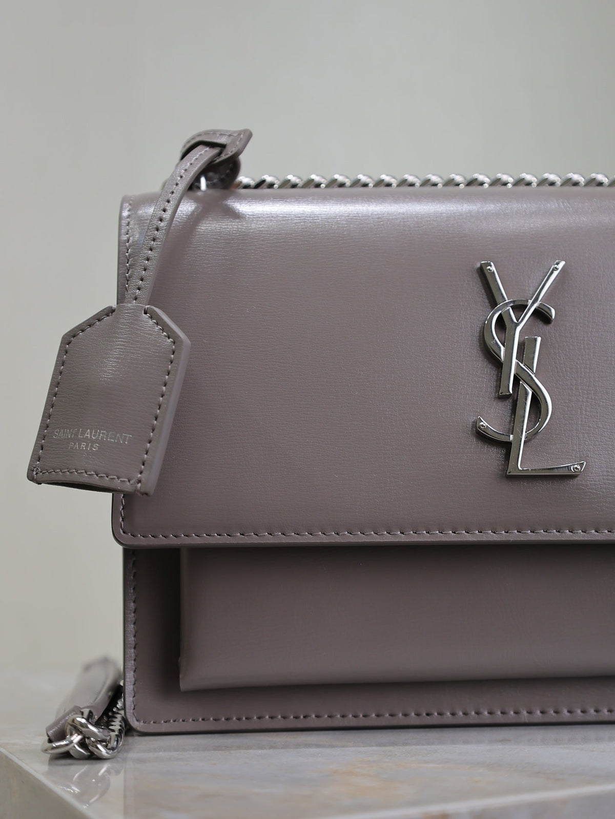 Saint Laurent 25S Sunset Bag 22 in Dark Purple Calfskin Silver Hardwre