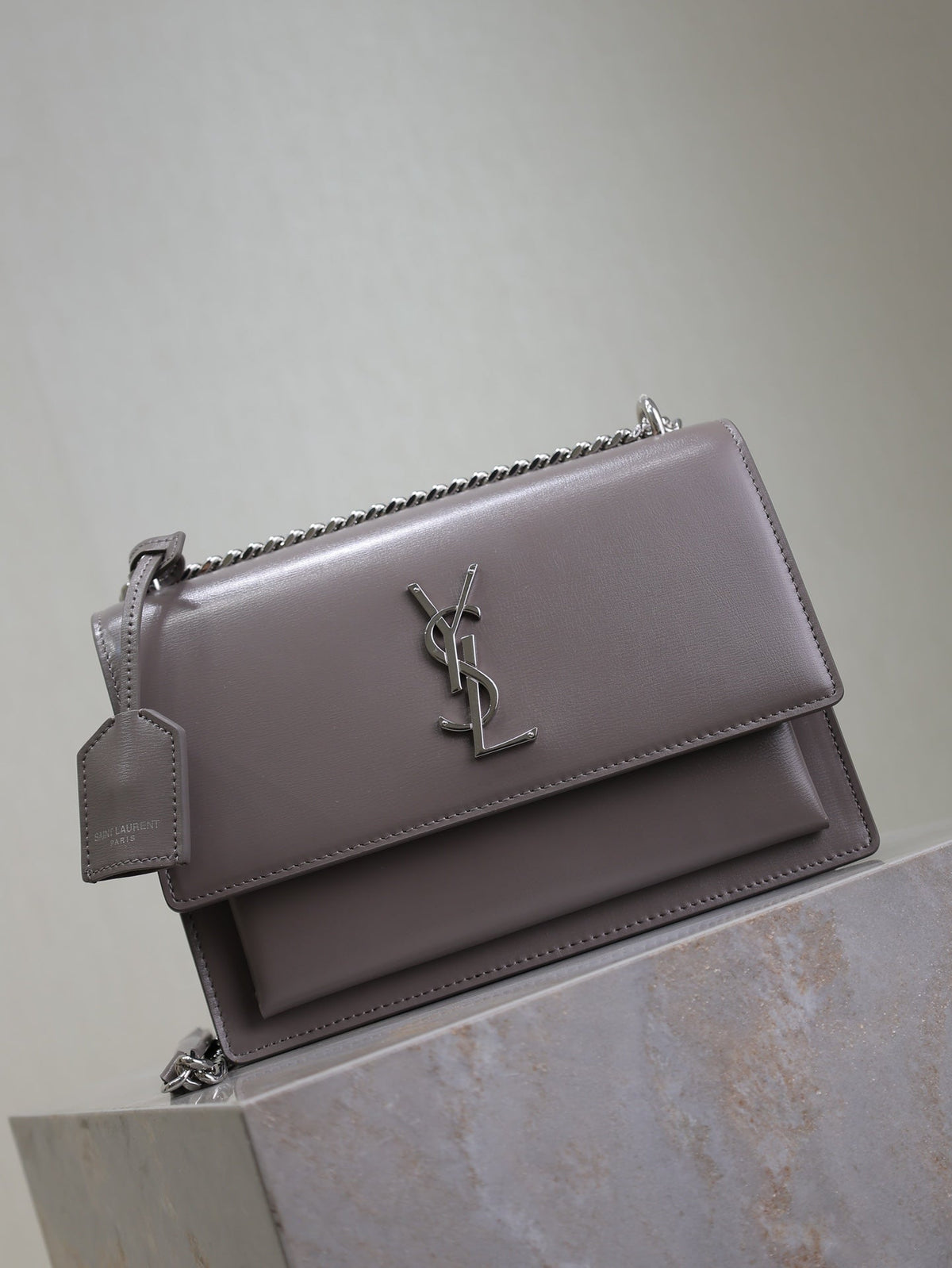 Saint Laurent 25S Sunset Bag 22 in Dark Purple Calfskin Silver Hardwre