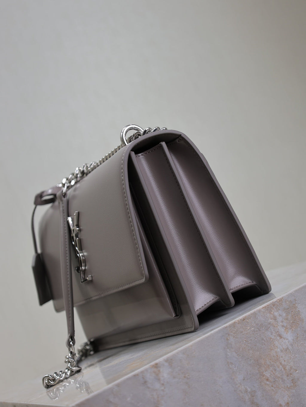 Saint Laurent 25S Sunset Bag 22 in Dark Purple Calfskin Silver Hardwre