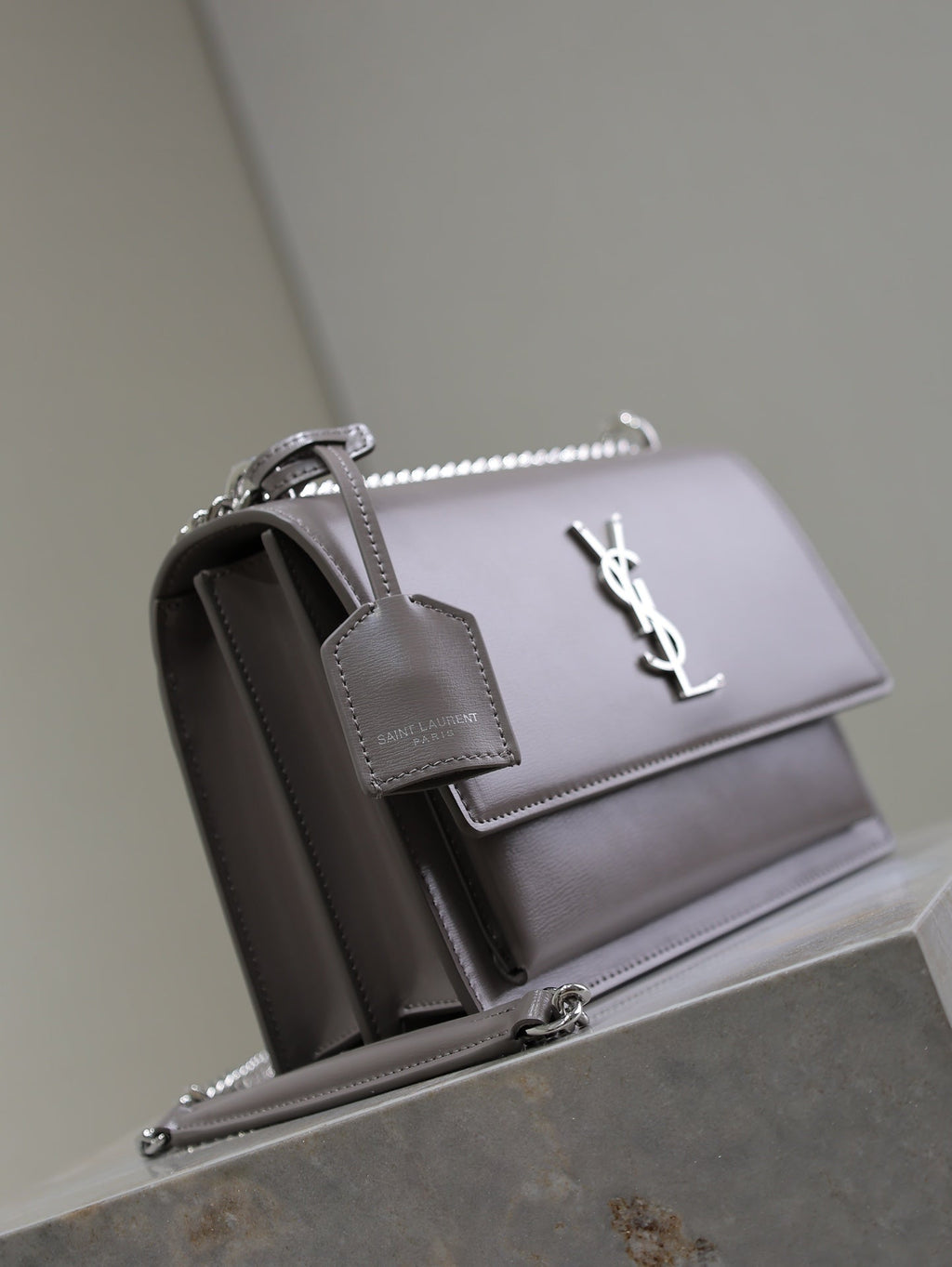 Saint Laurent 25S Sunset Bag 22 in Dark Purple Calfskin Silver Hardwre