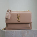 Saint Laurent 25S Sunset Bag 22 in Warm Taupe Pink Calfskin Gold Hardwre