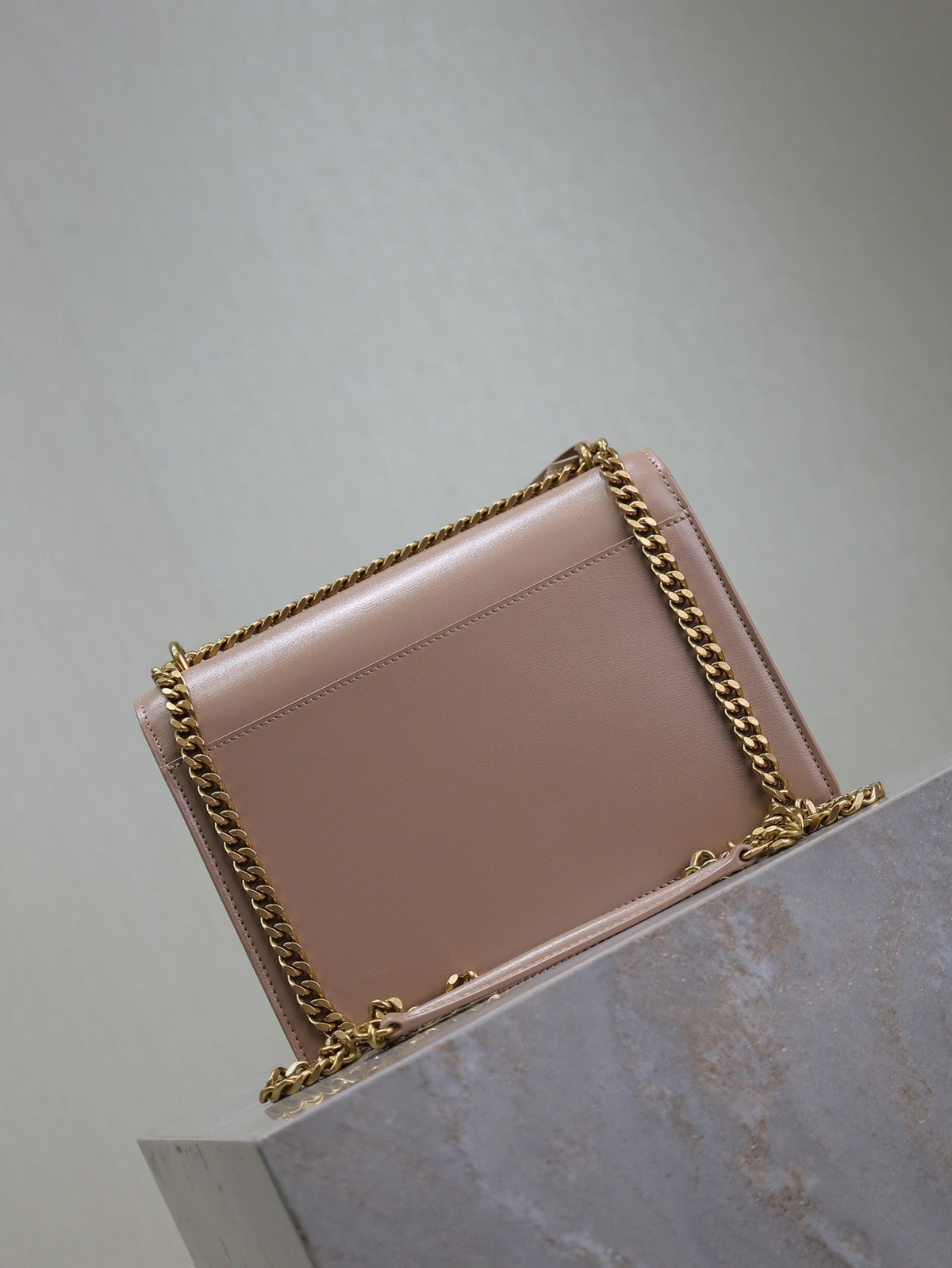 Saint Laurent 25S Sunset Bag 22 in Warm Taupe Pink Calfskin Gold Hardwre