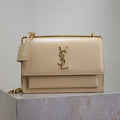 Saint Laurent 25S Sunset Bag 22 in Nude Calfskin Gold Hardwre
