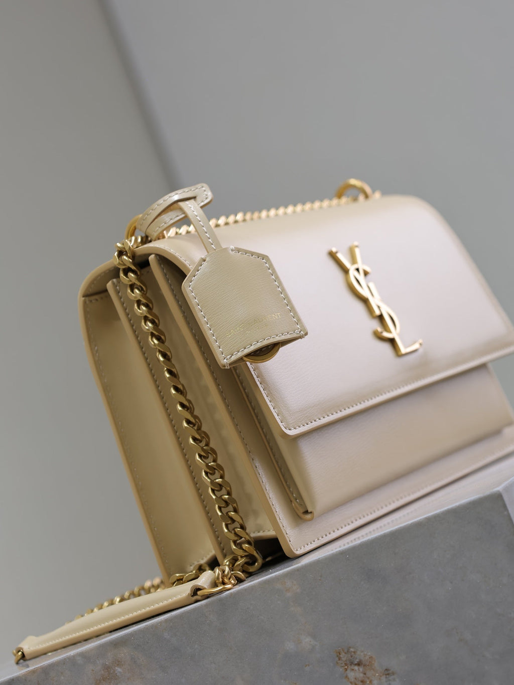 Saint Laurent 25S Sunset Bag 22 in Nude Calfskin Gold Hardwre