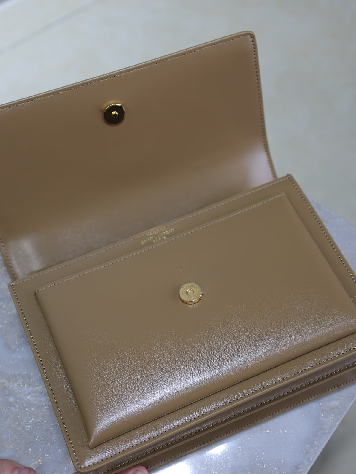 Saint Laurent 25S Sunset Bag 22 in Brown Calfskin Gold Hardwre