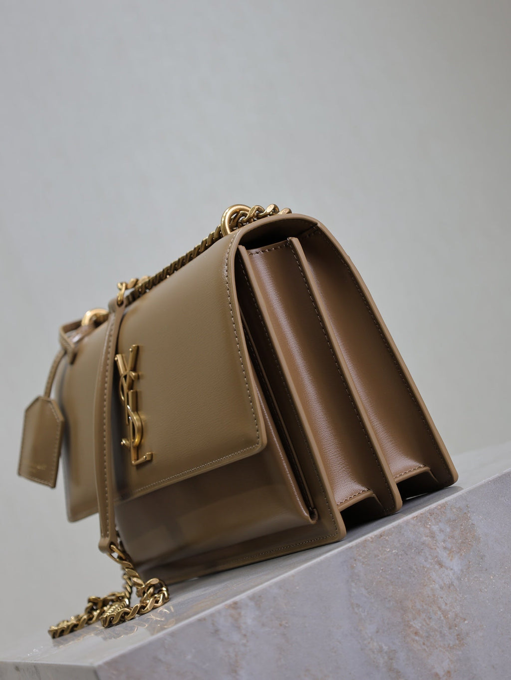 Saint Laurent 25S Sunset Bag 22 in Brown Calfskin Gold Hardwre