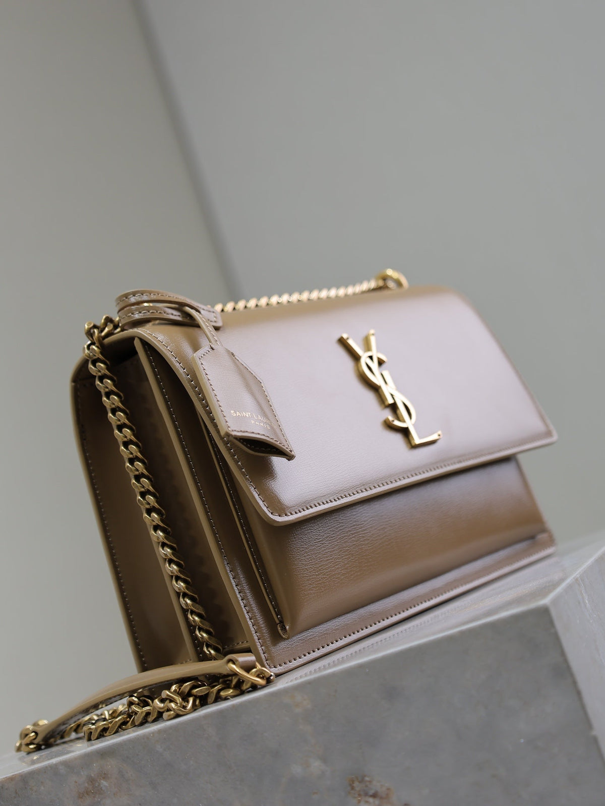 Saint Laurent 25S Sunset Bag 22 in Brown Calfskin Gold Hardwre
