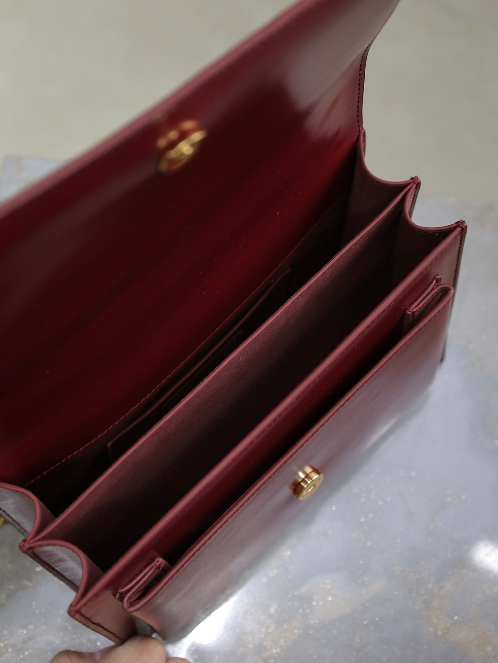 Saint Laurent 25S Sunset Bag 22 in Crimson Red Calfskin Gold Hardwre