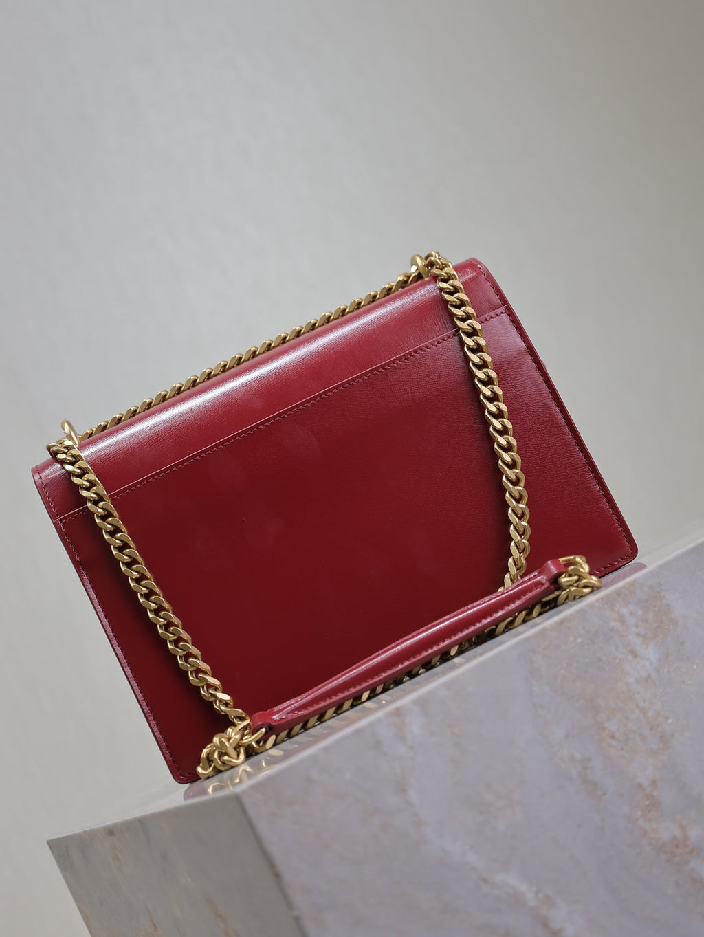 Saint Laurent 25S Sunset Bag 22 in Crimson Red Calfskin Gold Hardwre