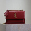 Saint Laurent 25S Sunset Bag 22 in Crimson Red Calfskin Gold Hardwre