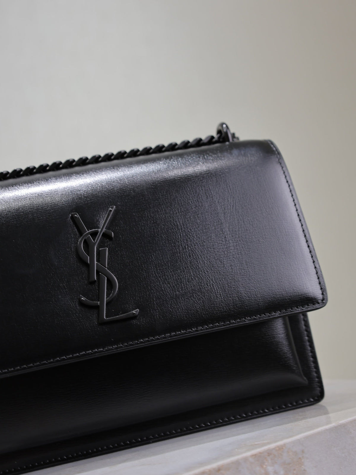 Saint Laurent 25S Sunset Bag 22 in Black Calfskin Black Hardwre