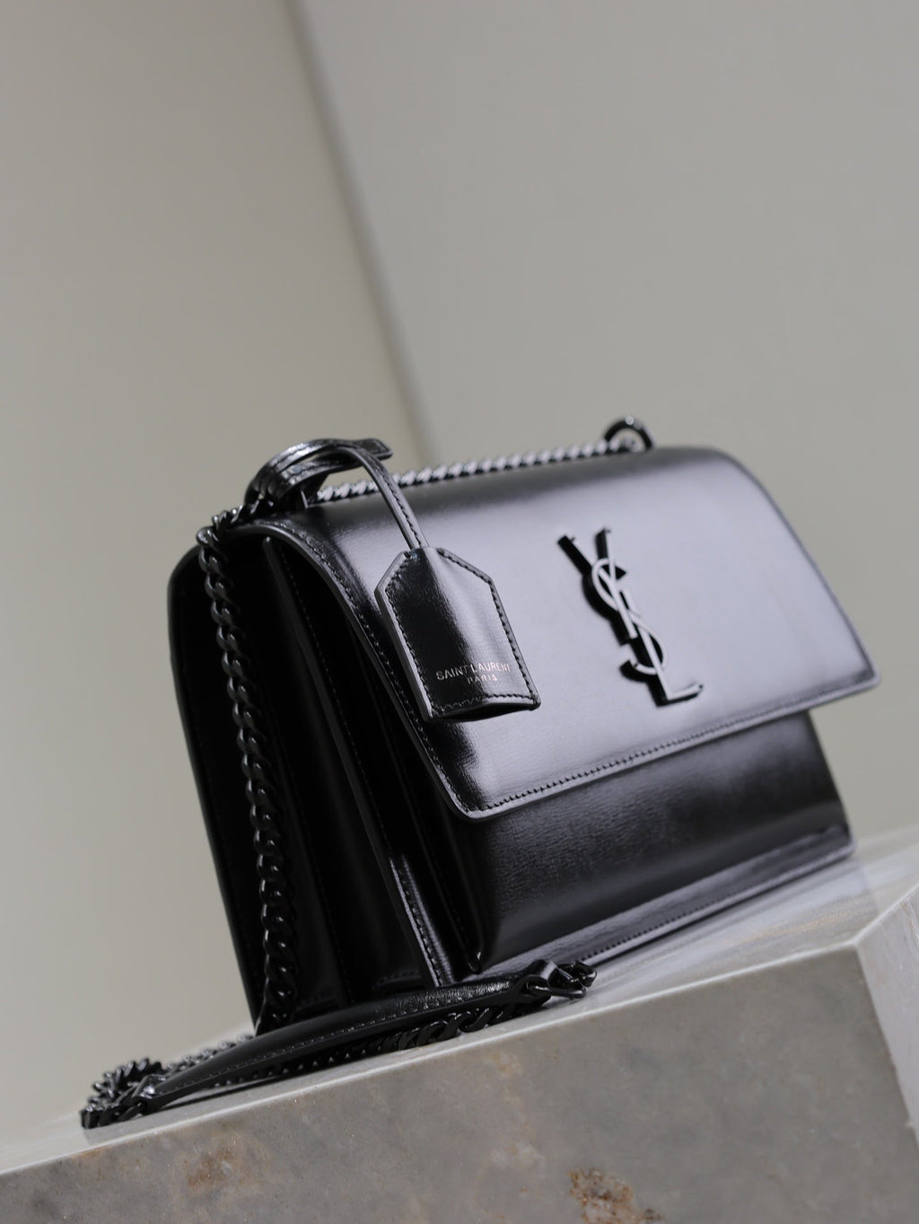 Saint Laurent 25S Sunset Bag 22 in Black Calfskin Black Hardwre