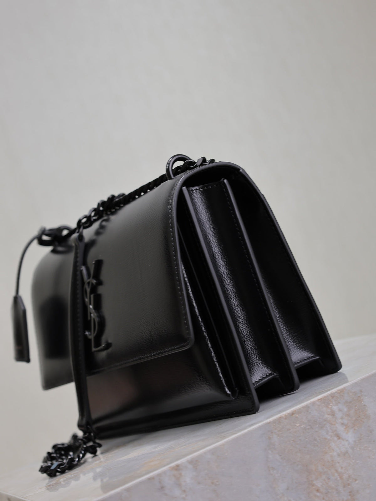 Saint Laurent 25S Sunset Bag 22 in Black Calfskin Black Hardwre
