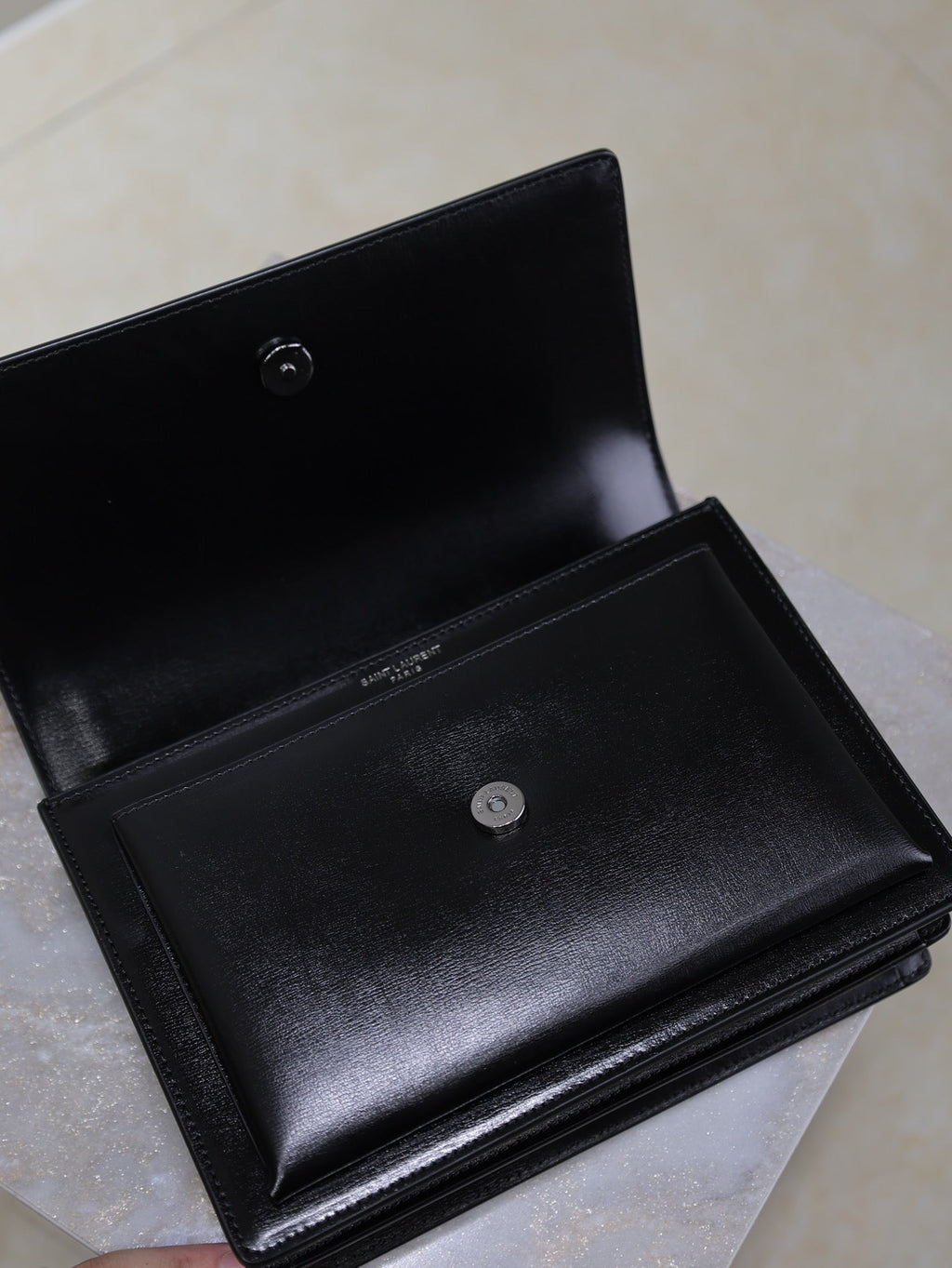 Saint Laurent 25S Sunset Bag 22 in Black Calfskin Black Hardwre