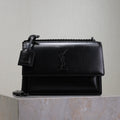 Saint Laurent 25S Sunset Bag 22 in Black Calfskin Black Hardwre
