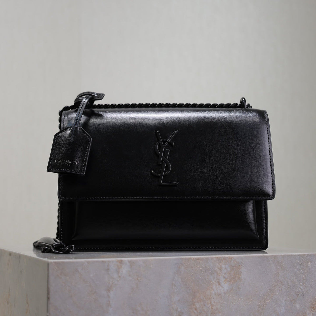 Saint Laurent 25S Sunset Bag 22 in Black Calfskin Black Hardwre