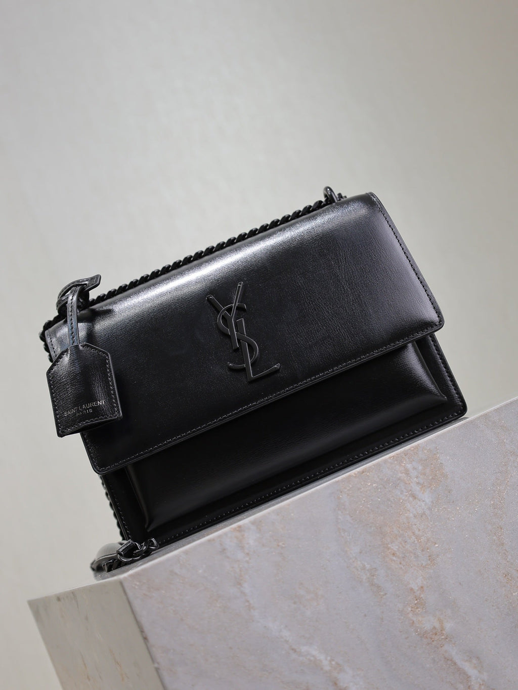 Saint Laurent 25S Sunset Bag 22 in Black Calfskin Black Hardwre