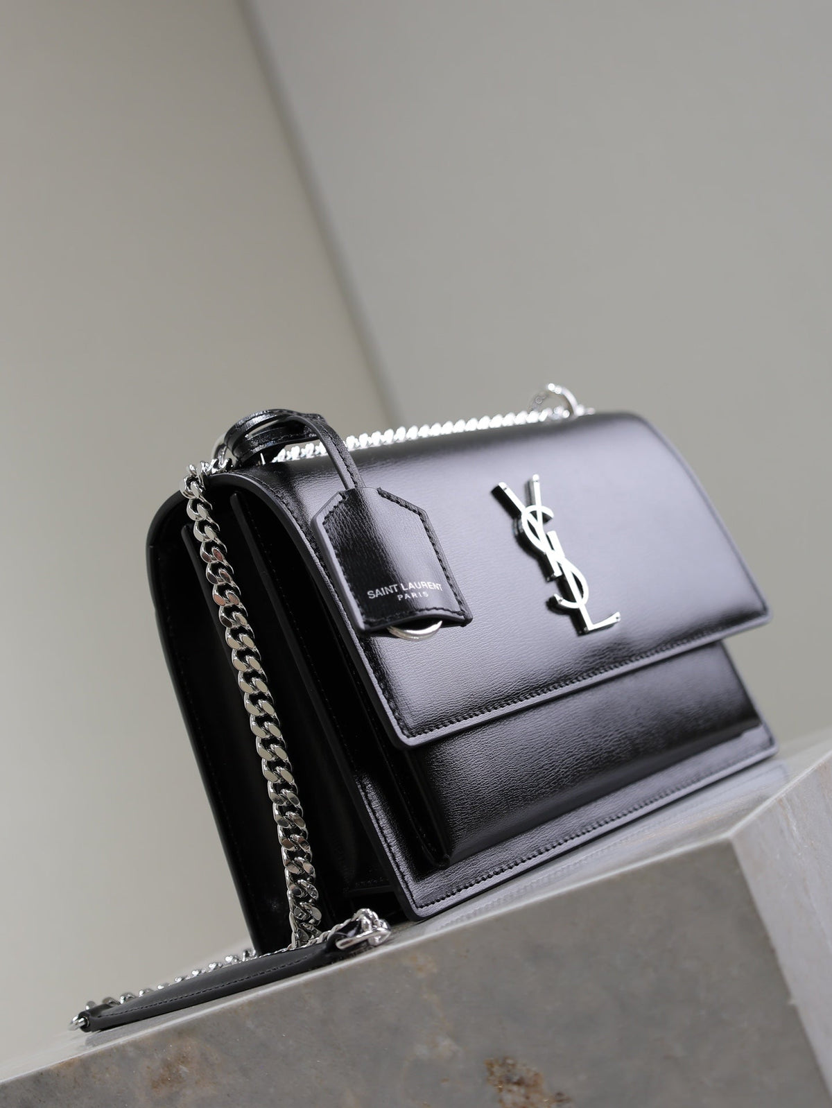 Saint Laurent 25S Sunset Bag 22 in Black Calfskin Silver Hardwre