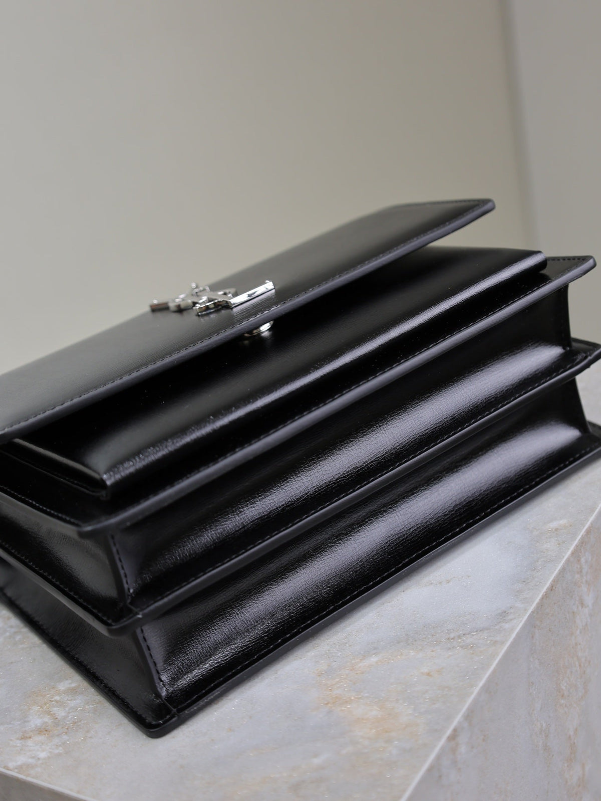 Saint Laurent 25S Sunset Bag 22 in Black Calfskin Silver Hardwre