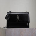 Saint Laurent 25S Sunset Bag 22 in Black Calfskin Silver Hardwre