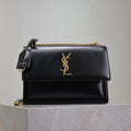 Saint Laurent 25S Sunset Bag 22 in Black Calfskin Gold Hardwre