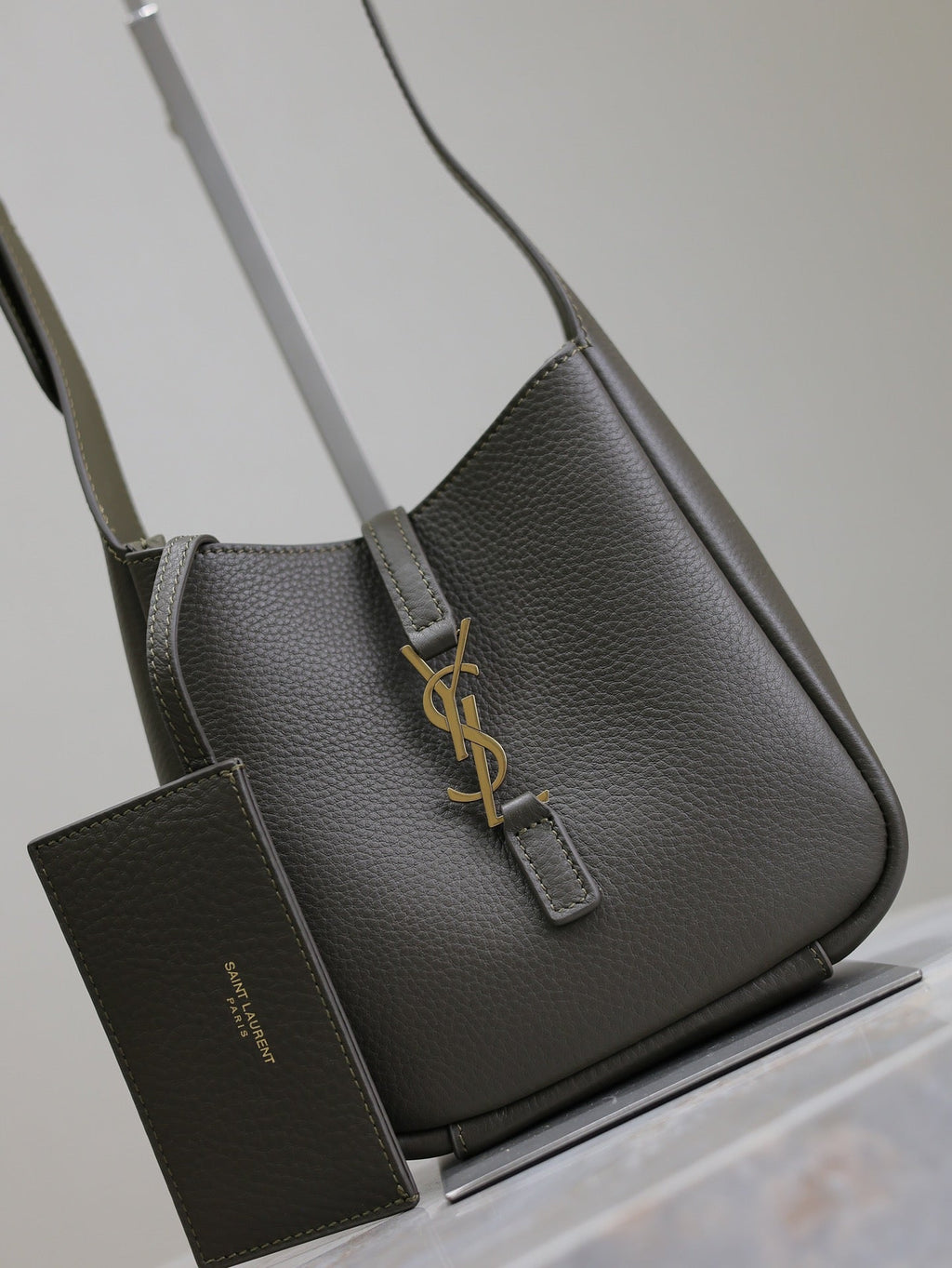 Saint Laurent Le 5 À 7 Mini Bag 16 in Khaki Green Lambskin