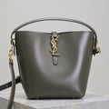 Saint Laurent Le 37 Small Bucket Bag 20 in Khaki Green Calfskin Gold Hardware