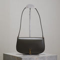 Saint Laurent Mini Voltaire in Box 17 in Kombu Green Calfskin Gold Logo Bag