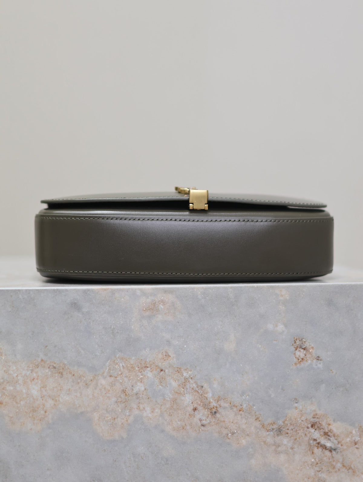 Saint Laurent Mini Voltaire in Box 17 in Kombu Green Calfskin Gold Logo Bag