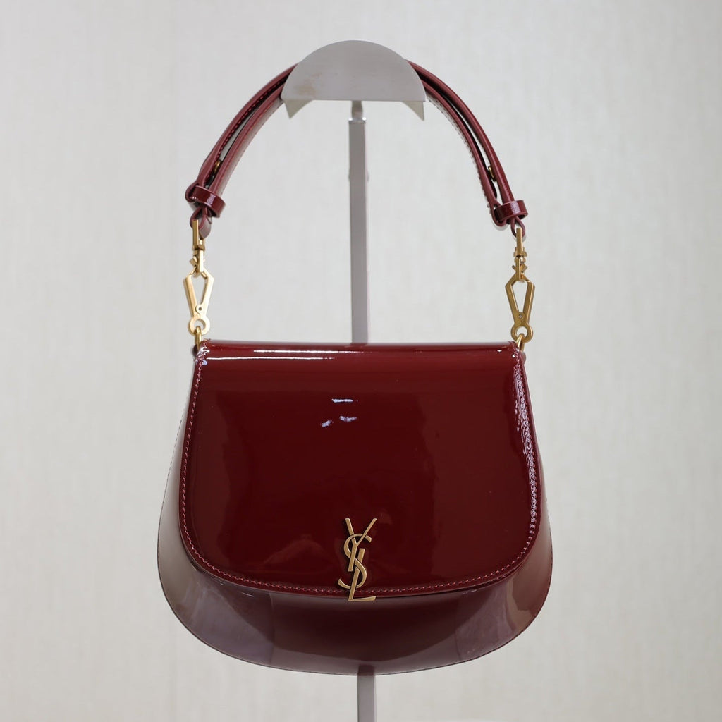 Voltaire Saddle Bag 21 in Bordeaux Red Patent Calfskin