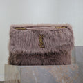 Saint Laurent Niki 47 in Light Purple Rabbit Fur Gold Hardware Bag