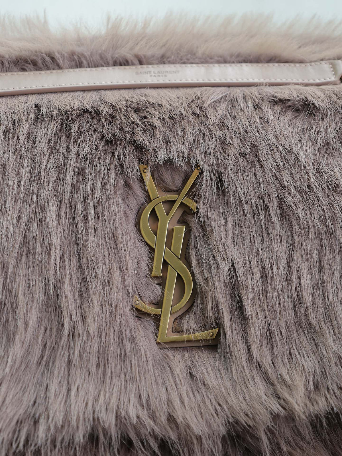 Saint Laurent Niki 47 in Light Purple Rabbit Fur Gold Hardware Bag