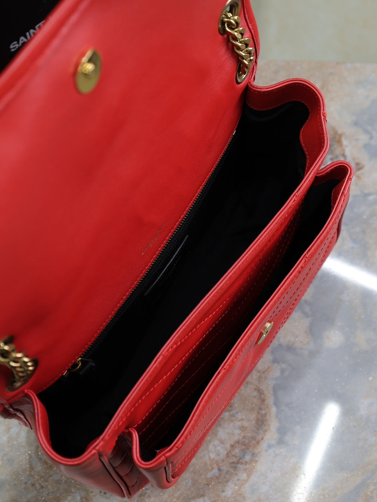 Saint Laurent Niki Medium 28 in Classic Red Lambskin Gold Hardware Bag