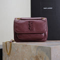 Saint Laurent Niki Baby 22 in Wine Red Lambskin Gold Chain Bag