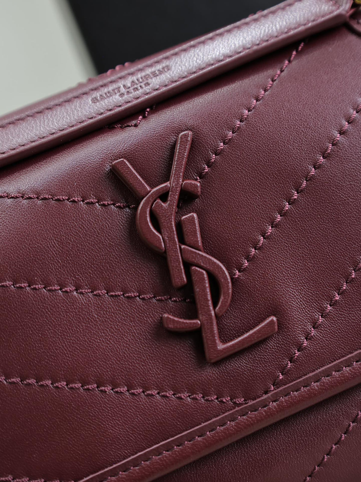 Saint Laurent Niki Baby 22 in Wine Red Lambskin Gold Chain Bag