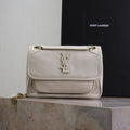 Saint Laurent Niki Baby 22 in Rice White Lambskin Gold Chain Bag