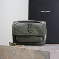Saint Laurent Niki Baby 22 in Uniform Green Lambskin Gold Chain Bag