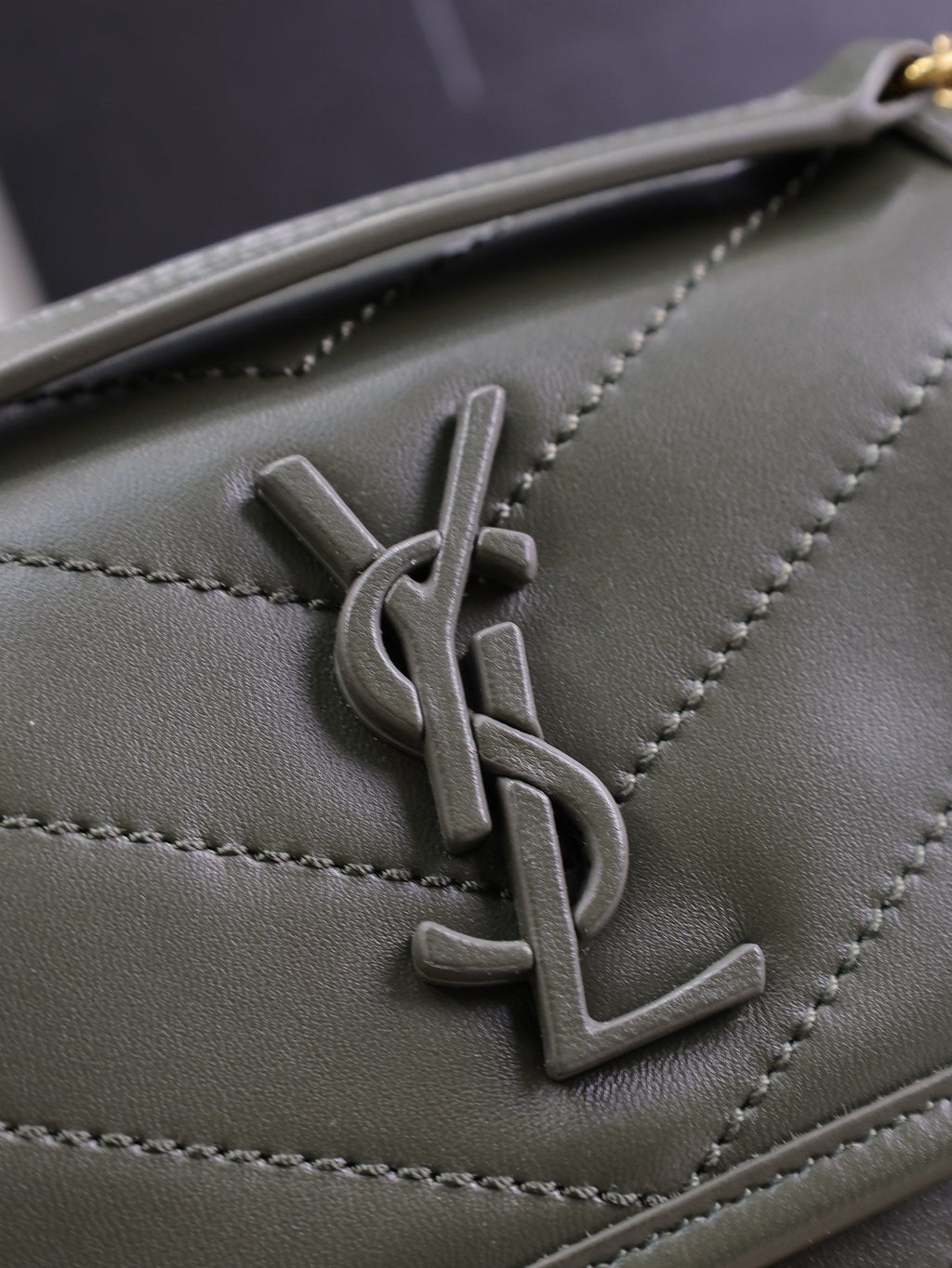 Saint Laurent Niki Baby 22 in Uniform Green Lambskin Gold Chain Bag