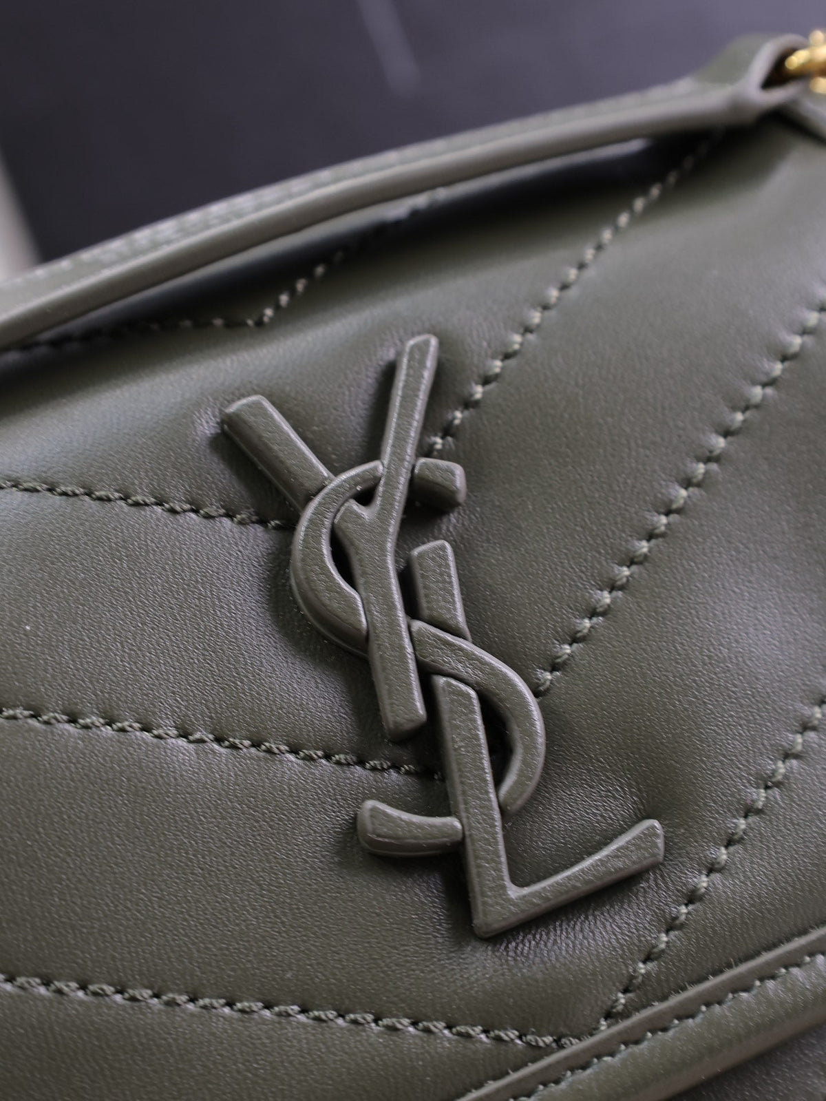 Saint Laurent Niki Baby 22 in Uniform Green Lambskin Gold Chain Bag