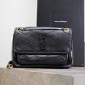 Saint Laurent Niki Medium 28 in Black Lambskin Black Logo Gold Chain Bag