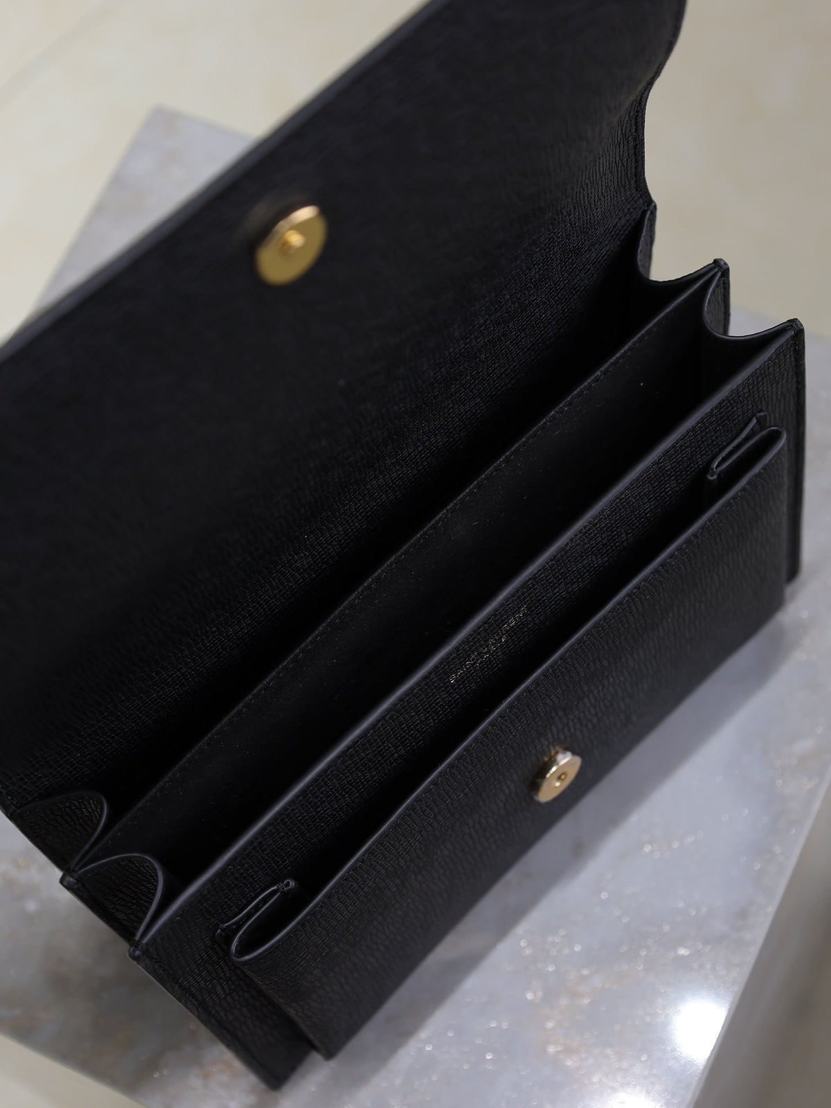 Saint Laurent 25S Sunset Medium 22 in Black Grained Calfskin Gold Hardwre Bag