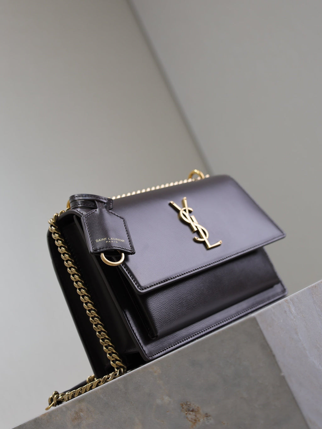 Saint Laurent 25S Sunset Bag 22 in Dark Purple Calfskin Gold Hardwre
