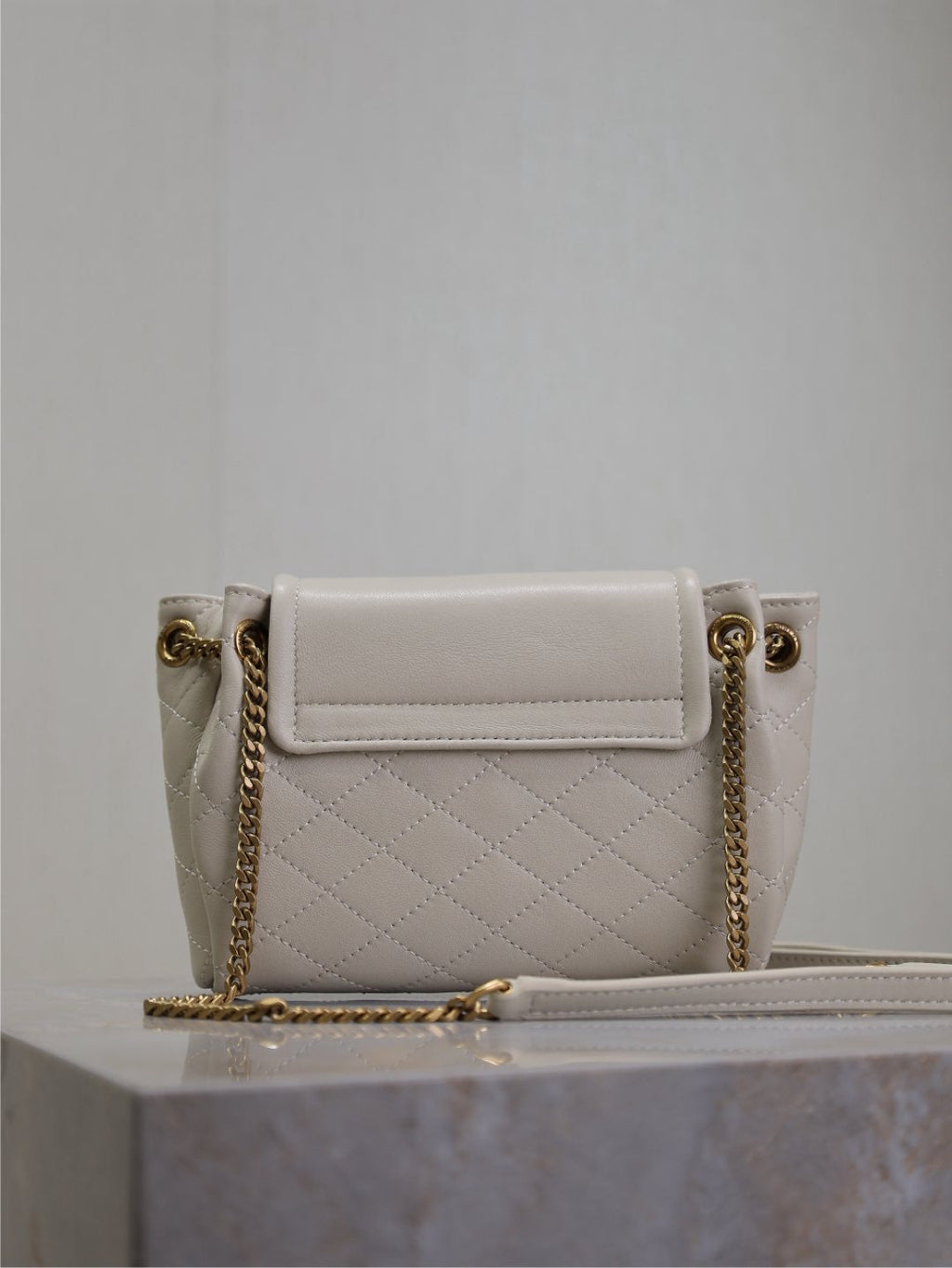 Saint Laurent Mini Nolita Bag 18 in White Lambskin Copper Hardware