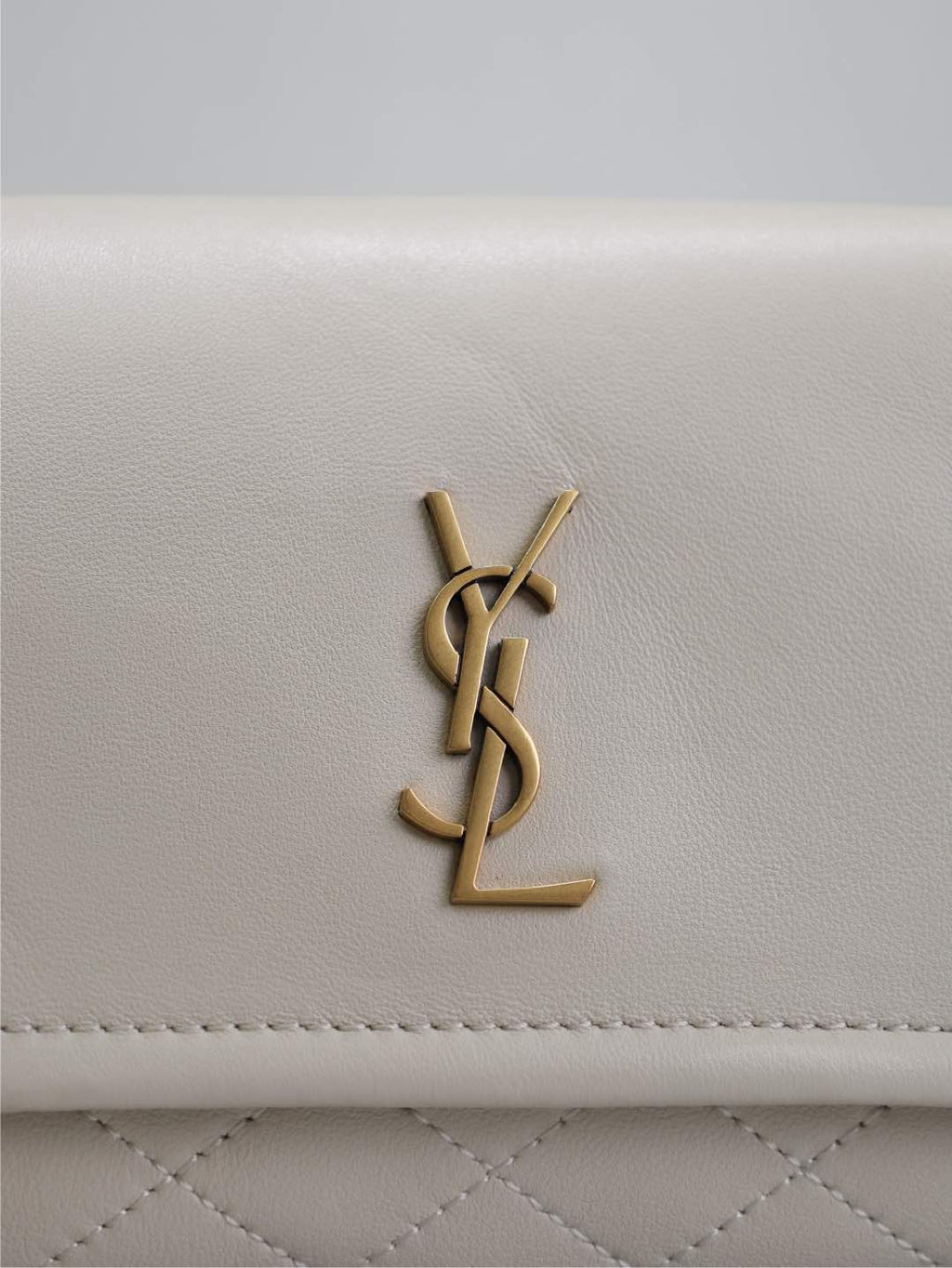 Saint Laurent Mini Nolita Bag 18 in White Lambskin Copper Hardware