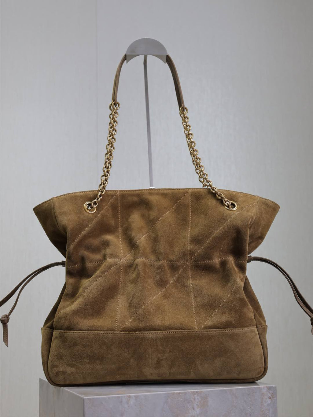 Saint Laurent Niki Tote Bag 34 in Camel Brown Suede Gold Hardware