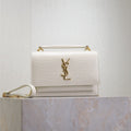 Saint Laurent Sunset Small Bag 19 in White Crocodile-Embossed Calfskin Gold Hardware