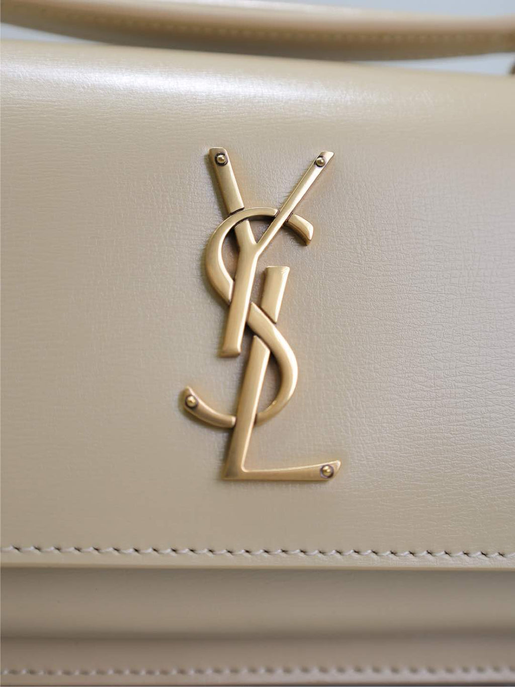 Saint Laurent Sunset Small Bag 19 in Beige Calfskin Gold Hardware